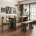 Modern Restaurant Dining Area With Table Chairs Bench Wall Art Plants And Large Windows