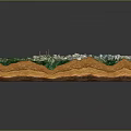 Detailed Terrain Model Featuring Mountain Ranges Green Vegetation And Snowy Peaks With Orange Base