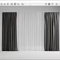 Stylish Dark Gray Curtains With White Vertical Striped Center Panel Design 3d model