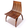 Wooden Slatted Leisure Chair With Modern Curved Legs And Sleek Design