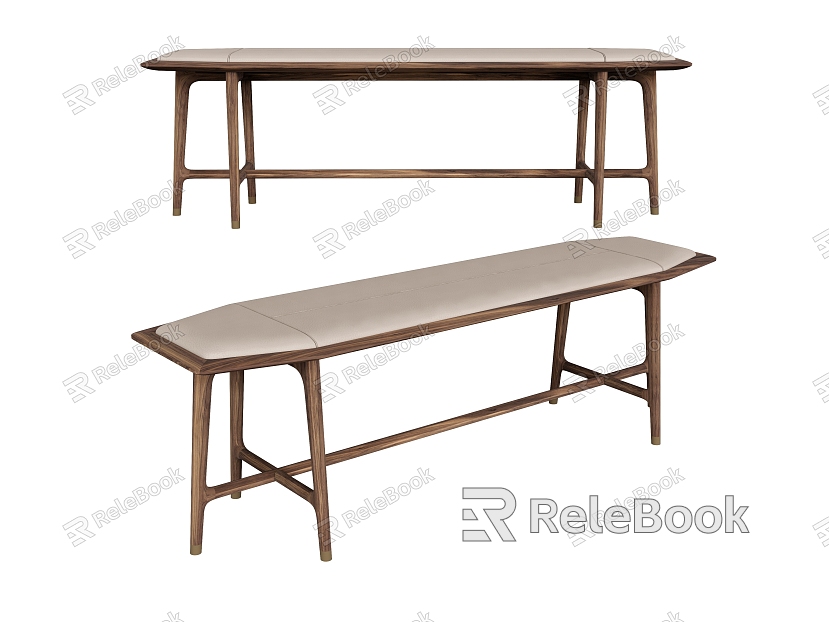 Long Stool Wood Stool Bed End Stool Shoe Stool model