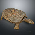 Ancient Carved And Painted Turtle Sculpture With Detailed Design Patterns 3d model
