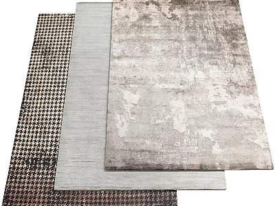 Modern Square Rugs With Houndstooth Plain And Textured Patterns In Neutral Tones 3d model