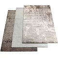Modern Square Rugs With Houndstooth Plain And Textured Patterns In Neutral Tones 3d model