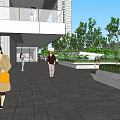Modern Commercial Complex with High-Rise Towers Connected Structures Low-Rise Buildings and Green Spaces