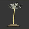 Decorative Palm Tree With Golden Trunk And Green Leaves On Sandy Base