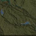 Natural Mountainous Landscape With Green Vegetation Winding River And Blue Lakes