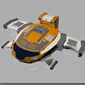 Orange And Gray Spacecraft Model With Multi Arm Structure And Control Module For Space Exploration 3d model