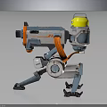 Futuristic Robot Character With Yellow Head Mechanical Legs And Blue Orange Parts Design