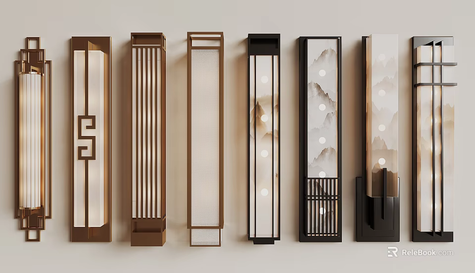 Modern Chinese Style Wall Lamps With Diverse Designs And Warm Lighting Effects 3d model 