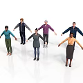Diverse People Models In Open Poses Wearing Everyday Clothing On White Background