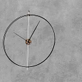 Modern Minimalist Wall Clock With Metal Frame Hanging On Gray Background 3d model