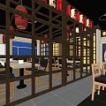 Traditional Chinese Restaurant Interior With Wooden Structure Red Lanterns Dining Tables And Chairs