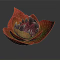 Lotus Like Flower With Red And Green Gradient Petals And Dark Center