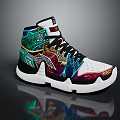Stylish High Top Sneakers With Colorful Patterned Design And White Sole