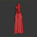 Man Wearing Red Long Sleeved Dress With Layered Skirt On Gray Gradient Background