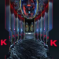 Futuristic Public Toilet Interior With Neon Lights And Geometric Design Elements