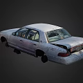 Old White Worn Out Car With Stains And Rust On Dark Background 3d model