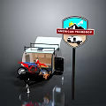 American Tearshop Red Dirt Motorcycle On Trailer Display Scene