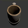 Handcrafted Wooden Horn With Intricate Metal Decorative Bands As Household Item