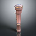 Vintage Copper Cylindrical Object with Top Opening Side Handle and Metallic Finish