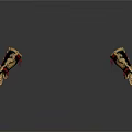 Ancient Weapon Arm Guards With Golden Decoration And Red Straps Traditional Design