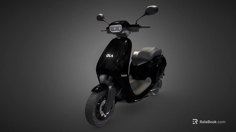 Ola Black Electric Scooter Modern Sleek Design With Headlight And Handlebars 3d model 