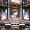 Luxury KTV Room With Starry Sky Decor Sofas And Coffee Tables 3d model