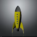 Yellow Rocket Model With Silver Top Blue Details And Space Exploration Elements 3d model