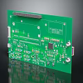 Green Electronic Circuit Board With Chips Connectors And Mounted Components