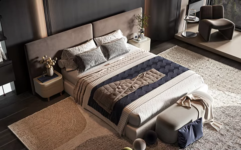 Modern style commodity bed 3d model