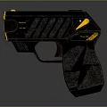 Modern Black and Yellow Tactical Pistol with Ergonomic Textured Grip Design