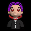 Cartoon Vampire Character With Purple Hair Red Eyes And Pointed Fangs