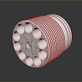 Silver Cylindrical Metal Part With Threaded Surface And Circular Holes On Reflective Base