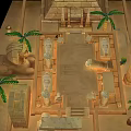 Cartoon Ancient Egyptian Scene With Pyramids Sphinx Palm Trees And Stone Columns 3d model