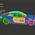 BMW Race Car With Blue Red White Livery Number 1 And Rear Wing