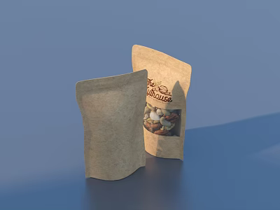 Kraft Paper Bags for Household Food Storage with Nature Design and Nuts 3d model