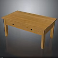 Simple Design Wooden Coffee Table With Rectangular Top Two Drawers And Sturdy Legs 3d model