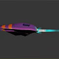 Futuristic Purple Orange Blue Spaceship With Sleek Structure For Cosmic Exploration