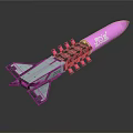 Pink Space Rocket With Multiple Boosters And Aerospace Design For Space Exploration