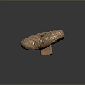 Mushroom Shaped Stone and Wood Decoration With Textured Surface and Natural Tones