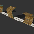 Modern Pergola Design Featuring Curved Wooden Structure With Striped Planks And White Base