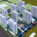 Modern High Rise Residential Complex With White Buildings Green Spaces And Courtyards