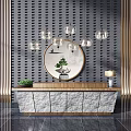 New Chinese Reception Desk Bar Front Desk Background Wall 3d model