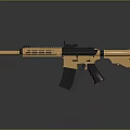 Orange And Black Tactical Rifle Featuring Scope Magazine And Barrel Design