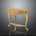 Light Colored Wooden Console Table With Curved Legs And Single Drawer Design 3d model