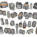 Various Types of Industrial Equipment Including Tanks Reactors Towers and Storage Vessels
