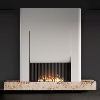 Modern fireplace TV background wall 3d model