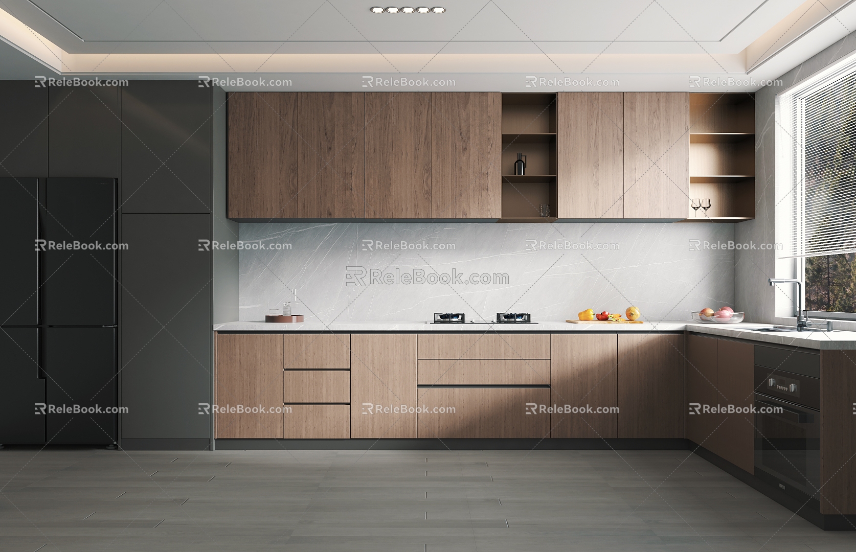 Italian Minimalist Open Kitchen 3d model