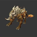 Mythical Armored Beast With White Spiked Armor And Orange Tail Details